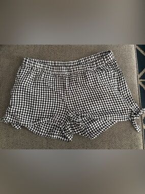 Old Navy Black and White Gingham Linen Shorts